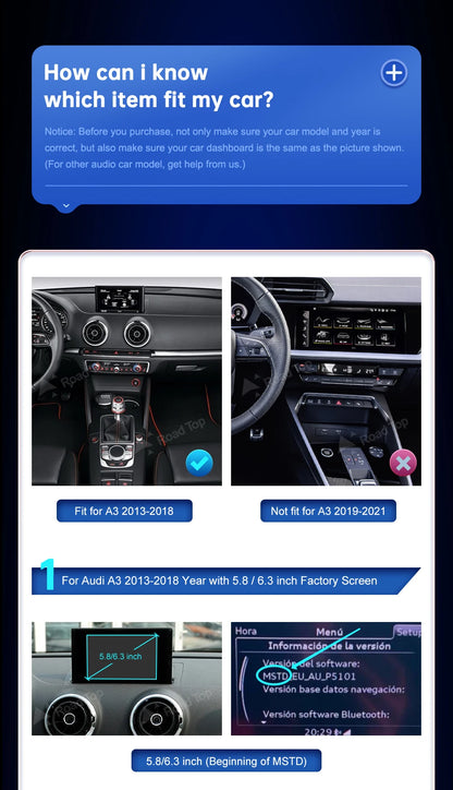 Carplay Wireless Android Auto interface For Audi A3 S3 2013-2018