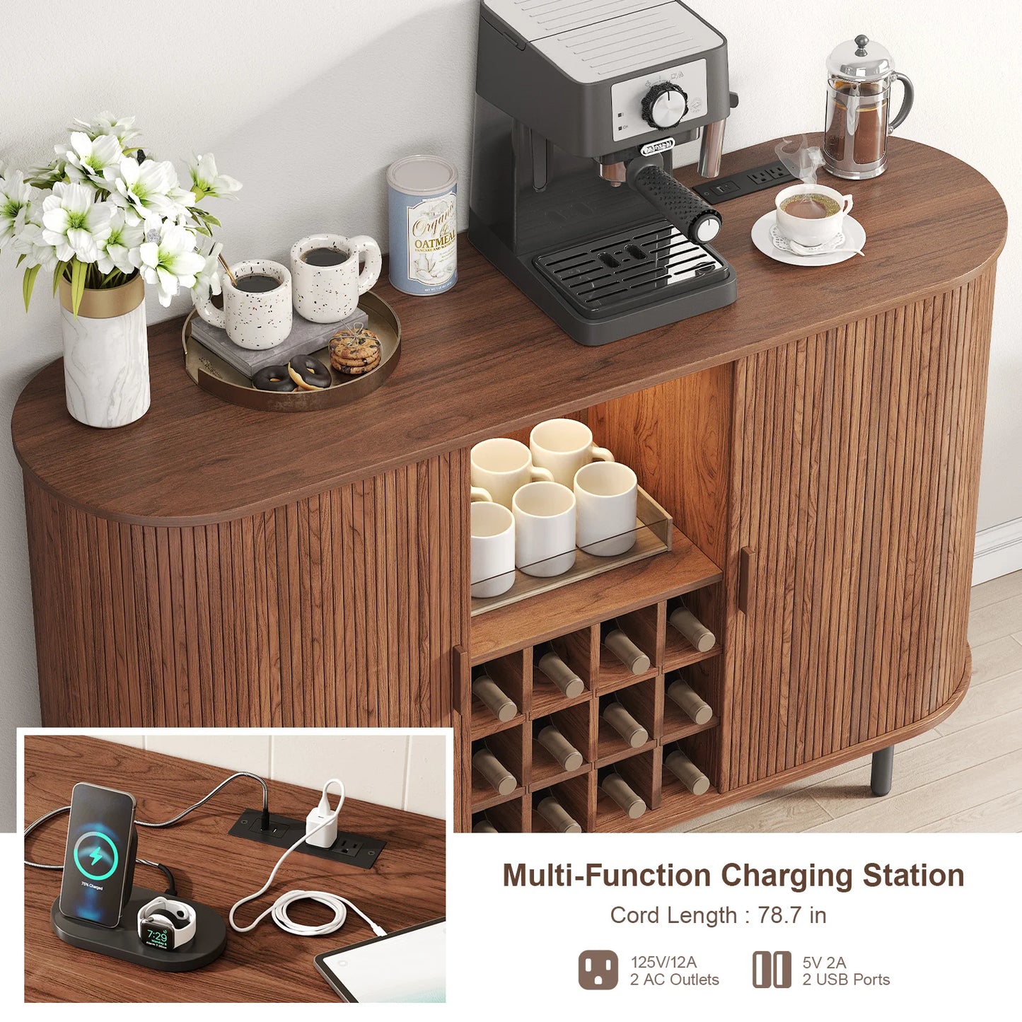 Wine Bar Cabinet w/ LED Light