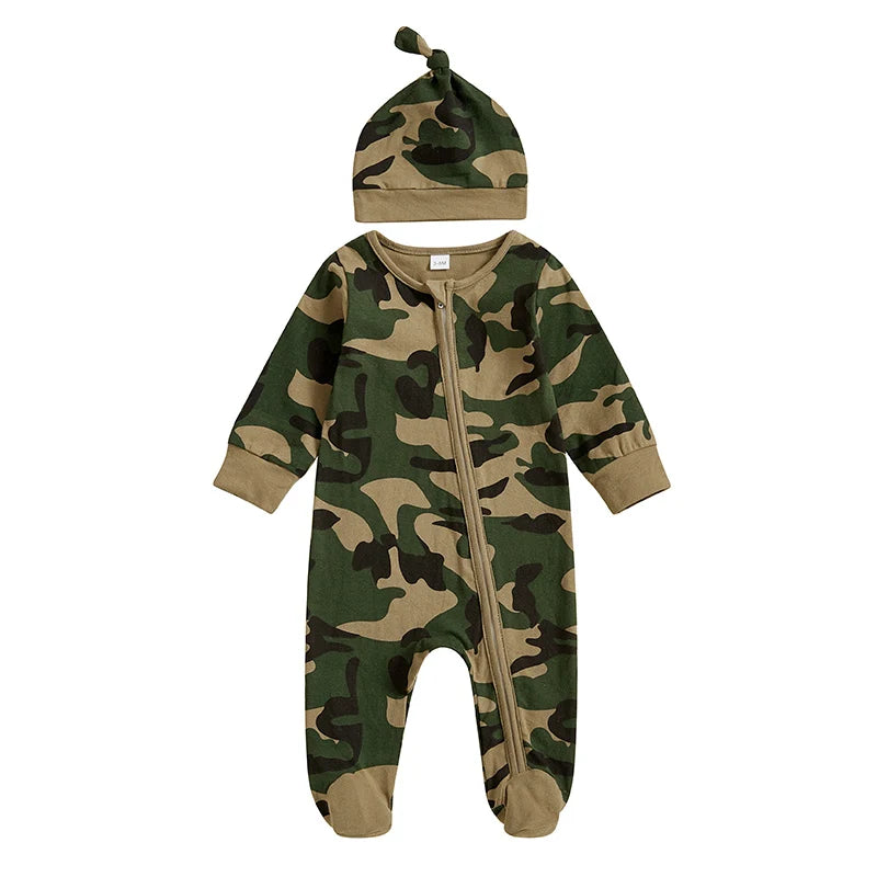 2Pc Winter/Forest Camo Onesie Set 0-6m
