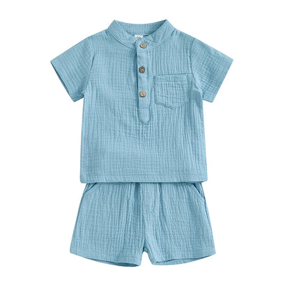 2Pc Plain Button Up Outfit 12M-4T