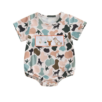 1 Pc Camo Animal Embroidery Onesie 0-18M