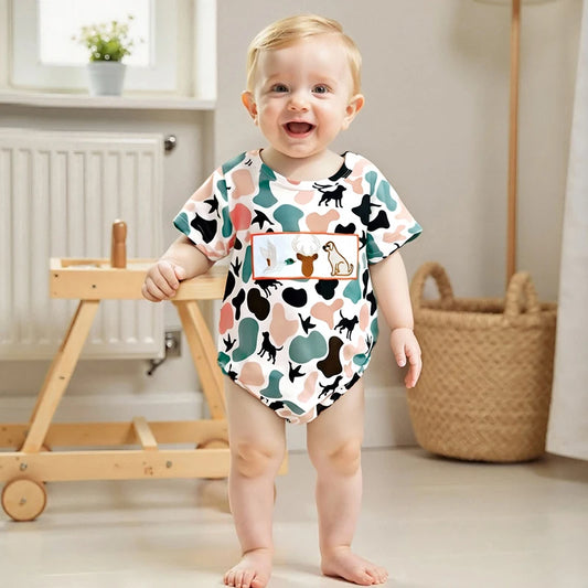 1 Pc Camo Animal Embroidery Onesie 0-18M