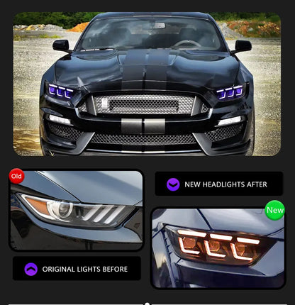 RGB Headlight LED Projector For Ford Mustang 2015-2017