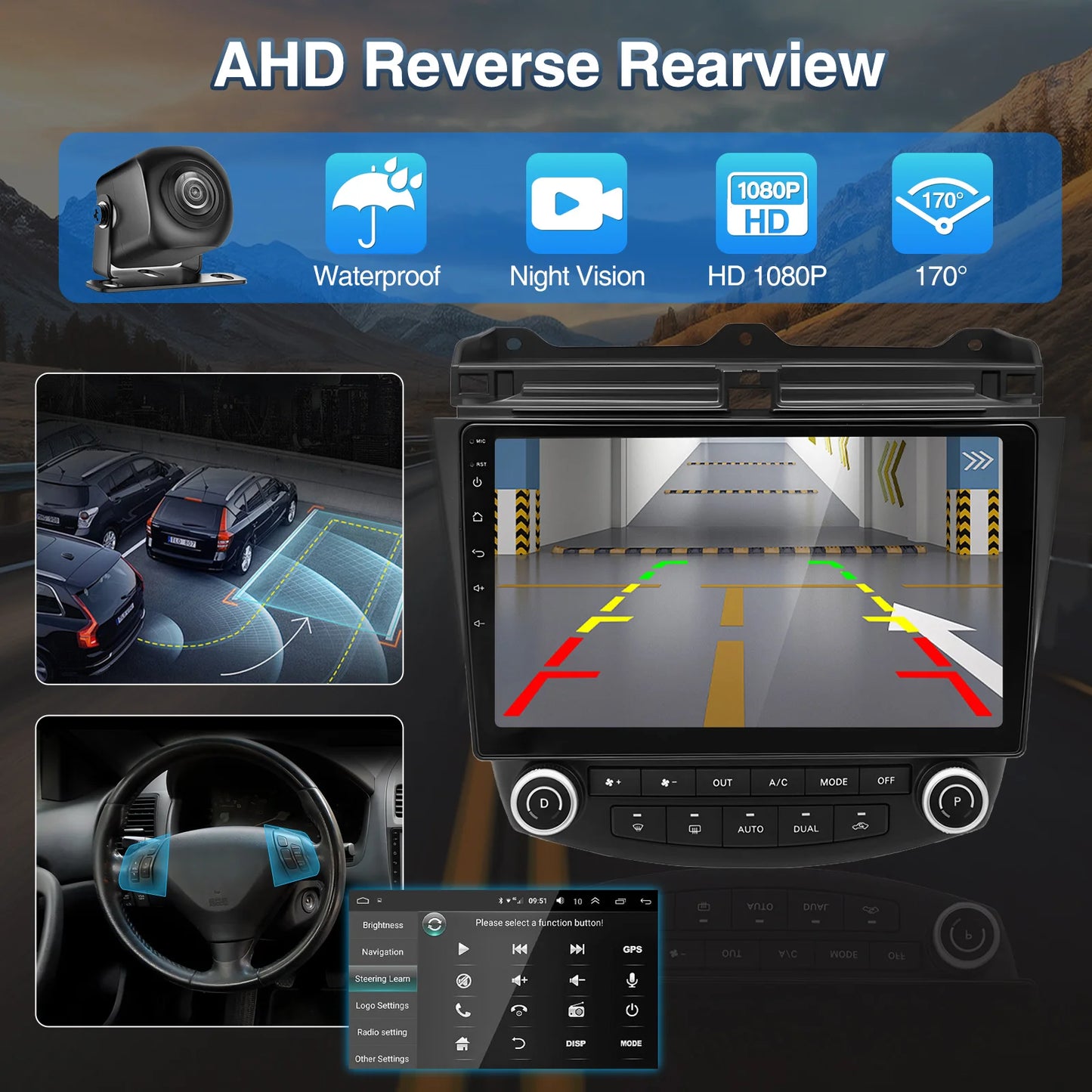 10.1in Wireless Car Carplay/Reversing Camera For Accord 2003-2007