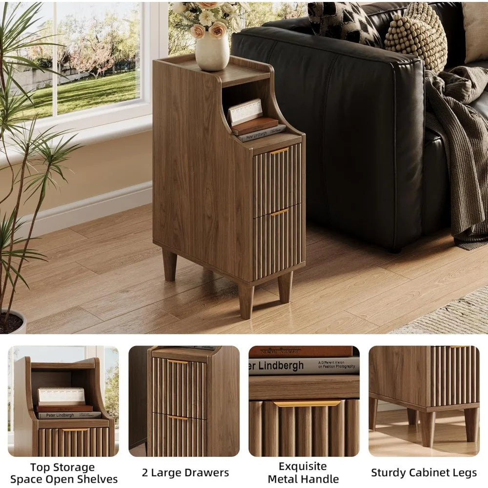 Set of 2 Narrow Bedside Table