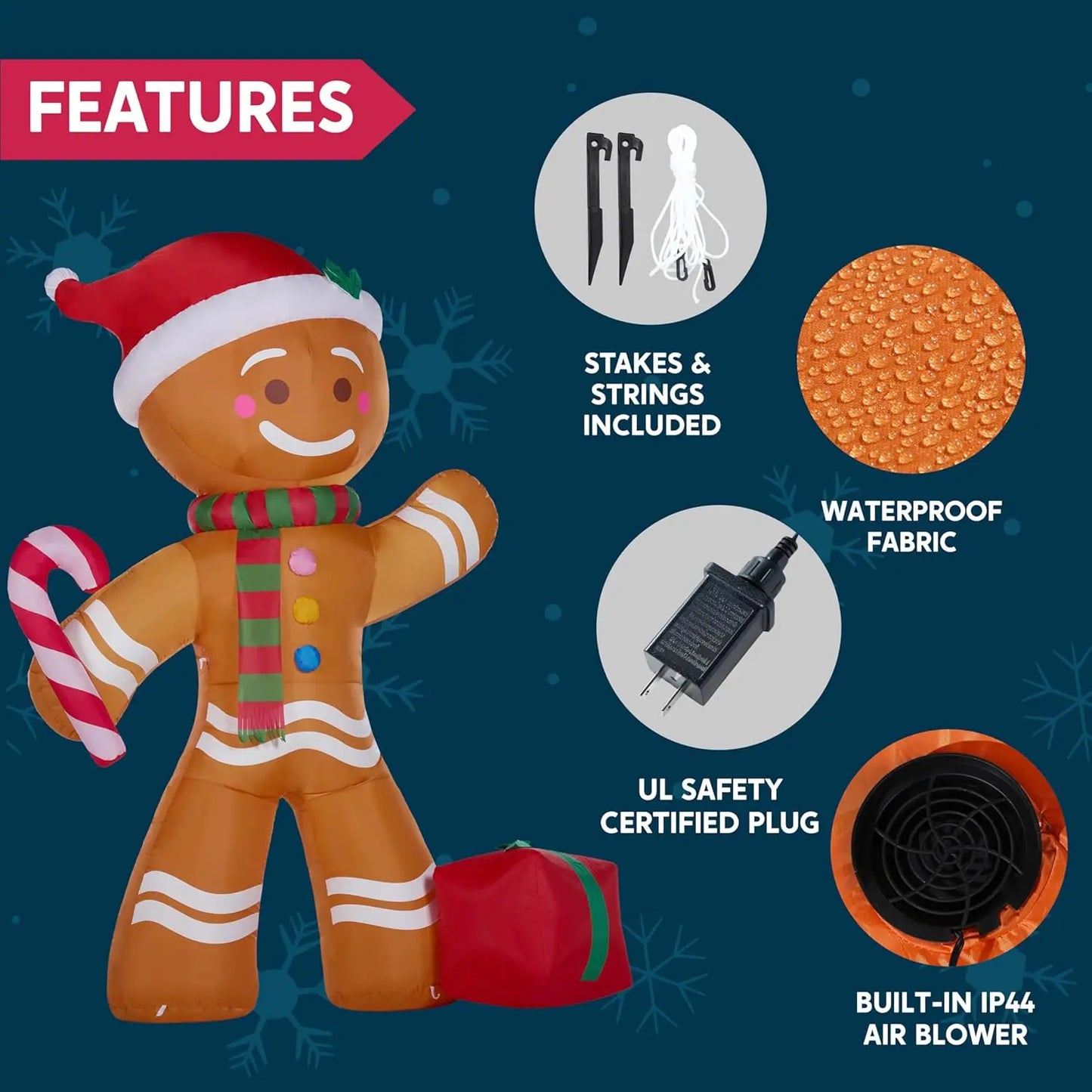 JOYFY 8 FT Inflatable Gingerbread Man