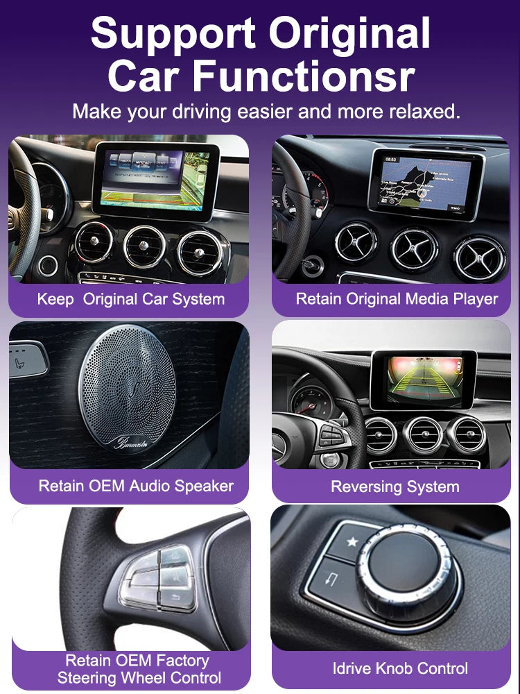 Wireless Carplay Android Auto Touchscreen for BENZ C CALSS W205 GLC 2015 - 2018