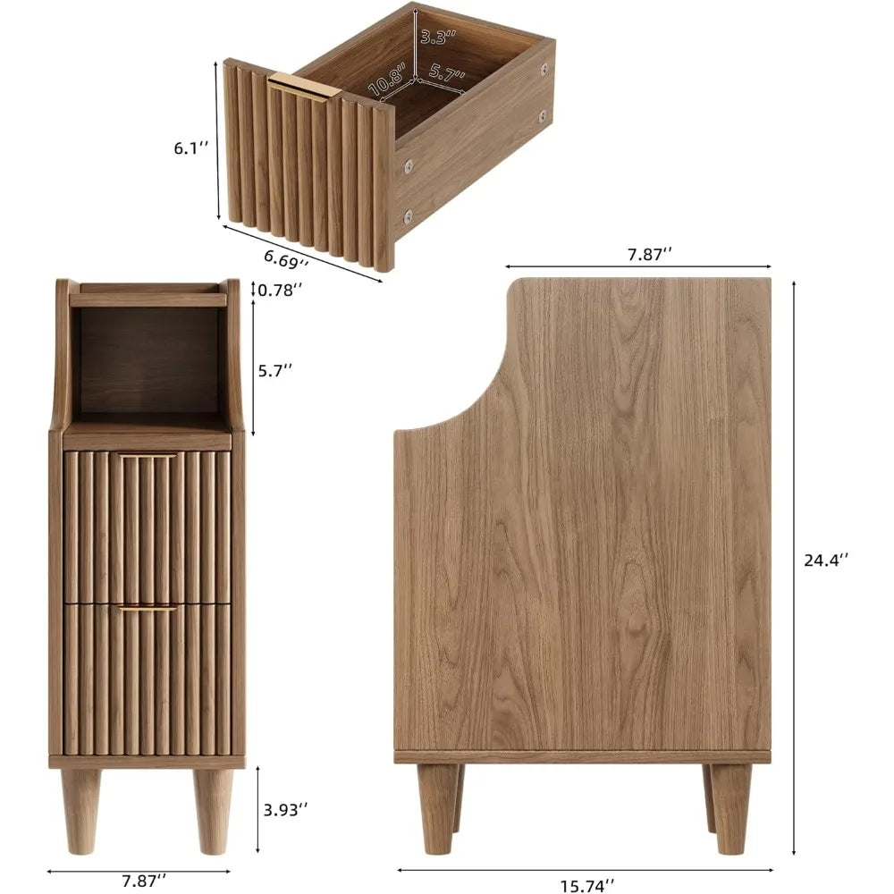 Set of 2 Narrow Bedside Table