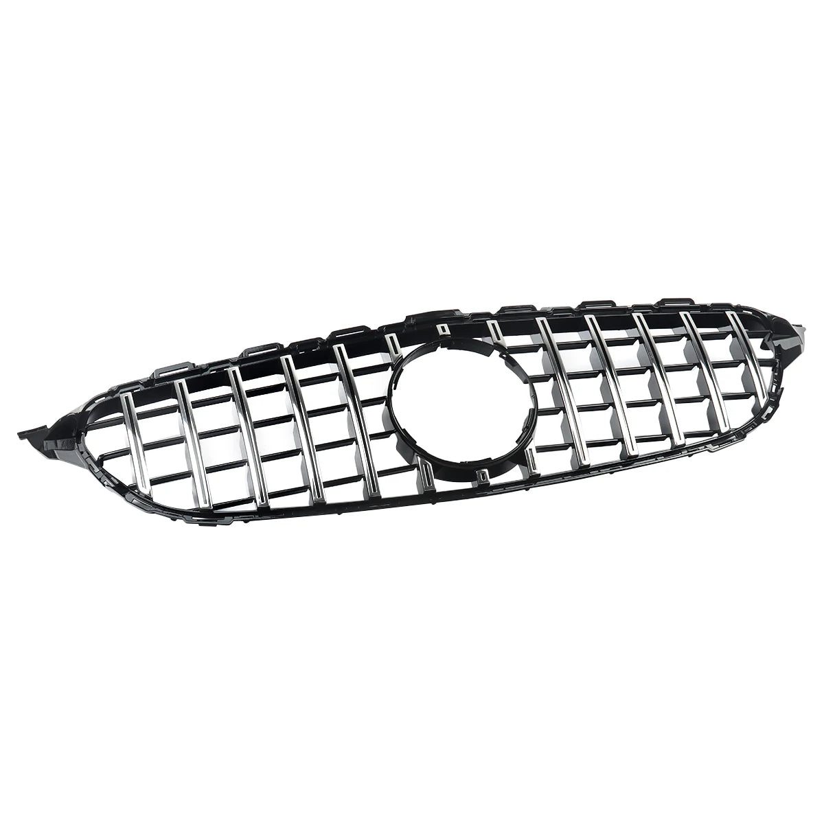 Chrome + Black Front Grille For Mercedes-Benz W205 C250 C300 2015-2018