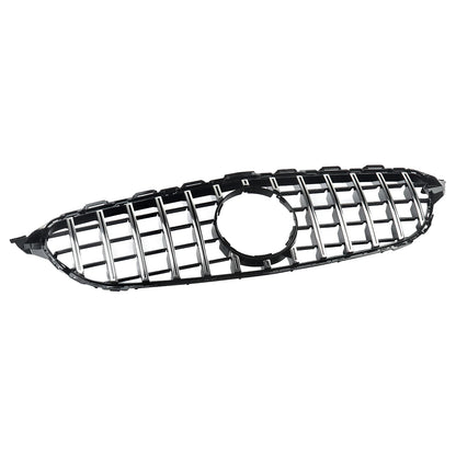 Chrome + Black Front Grille For Mercedes-Benz W205 C250 C300 2015-2018