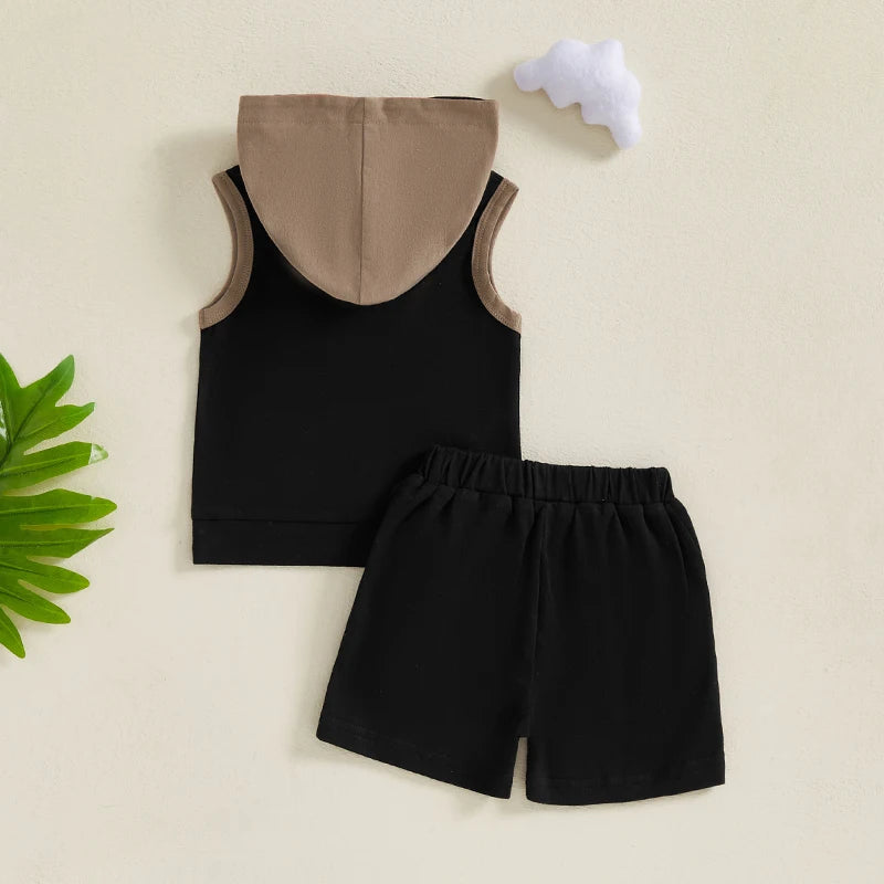 2Pc Sleeveless Hoodie & Shorts Set 6m-3T