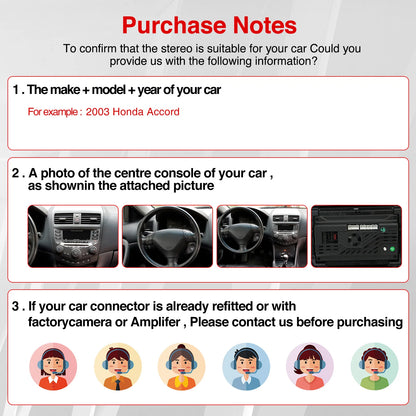 10.1in Wireless Car Carplay/Reversing Camera For Accord 2003-2007