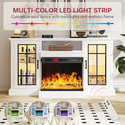 Elegant Glass Fireplace Stand 59”