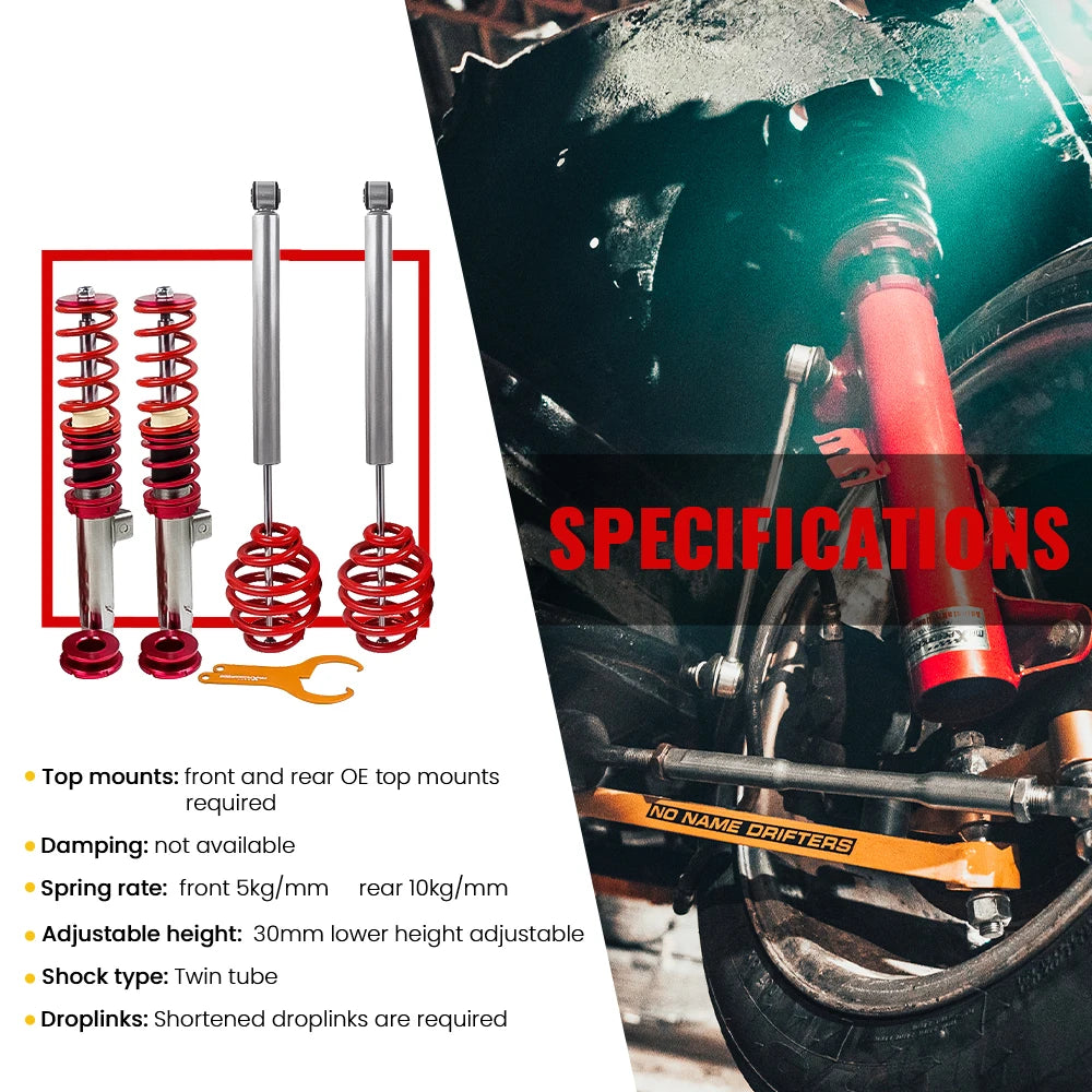 Adjustable Coilovers Suspension Kit For 3 series E46