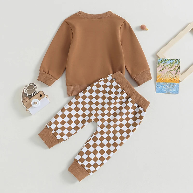 2Pc Checkerboard Sweater Outfit 0-3T