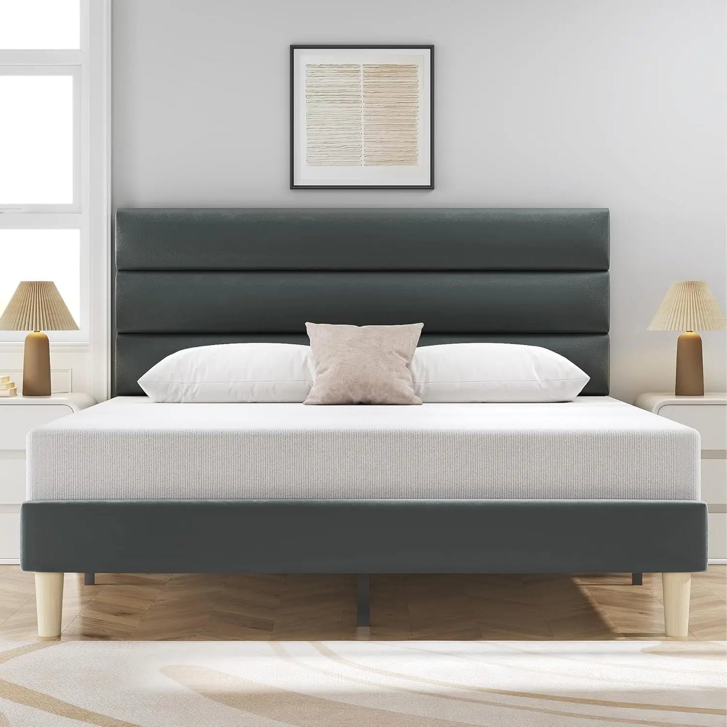 Velvet Padded Queen Size Bed Frame