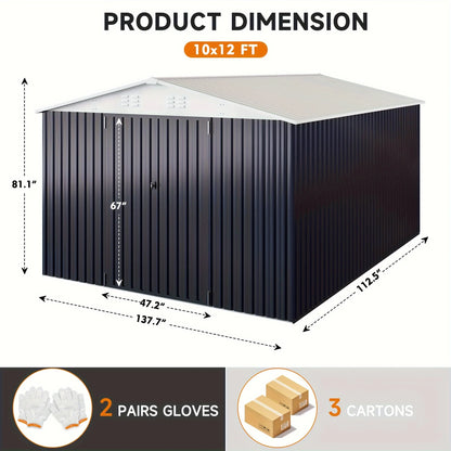 12x14FT Heavy Duty Steel Shed