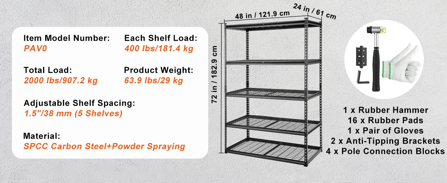 5-Tier Adjustable Storage Shelving Unit