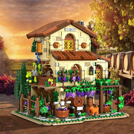 Winery Chateau House with led-Vineyard Castle Building Set