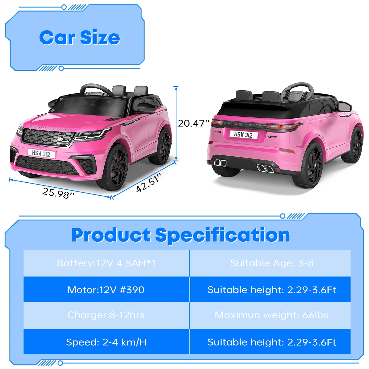 Licensed 12v Range Rover Kids Car