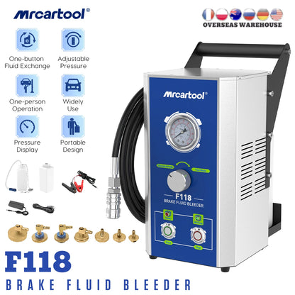 MR CARTOOL F118 Car Brake Oil Filling Changer Extractor DC 12V Dual Pressure Mode Brake Bleeder Fluid Pump Kit Oil Changer Kit