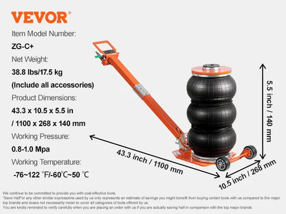 Air Jack 3/5 Ton Pneumatic Lifting Jack