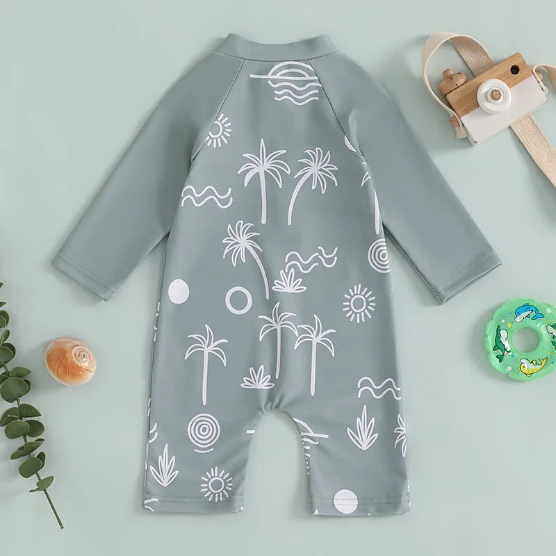 1Pc Animal/Floral/Tree Print Swimsuit 0M-4T