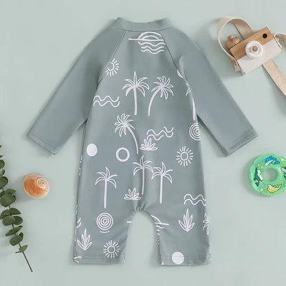 1Pc Animal/Floral/Tree Print Swimsuit 0M-4T