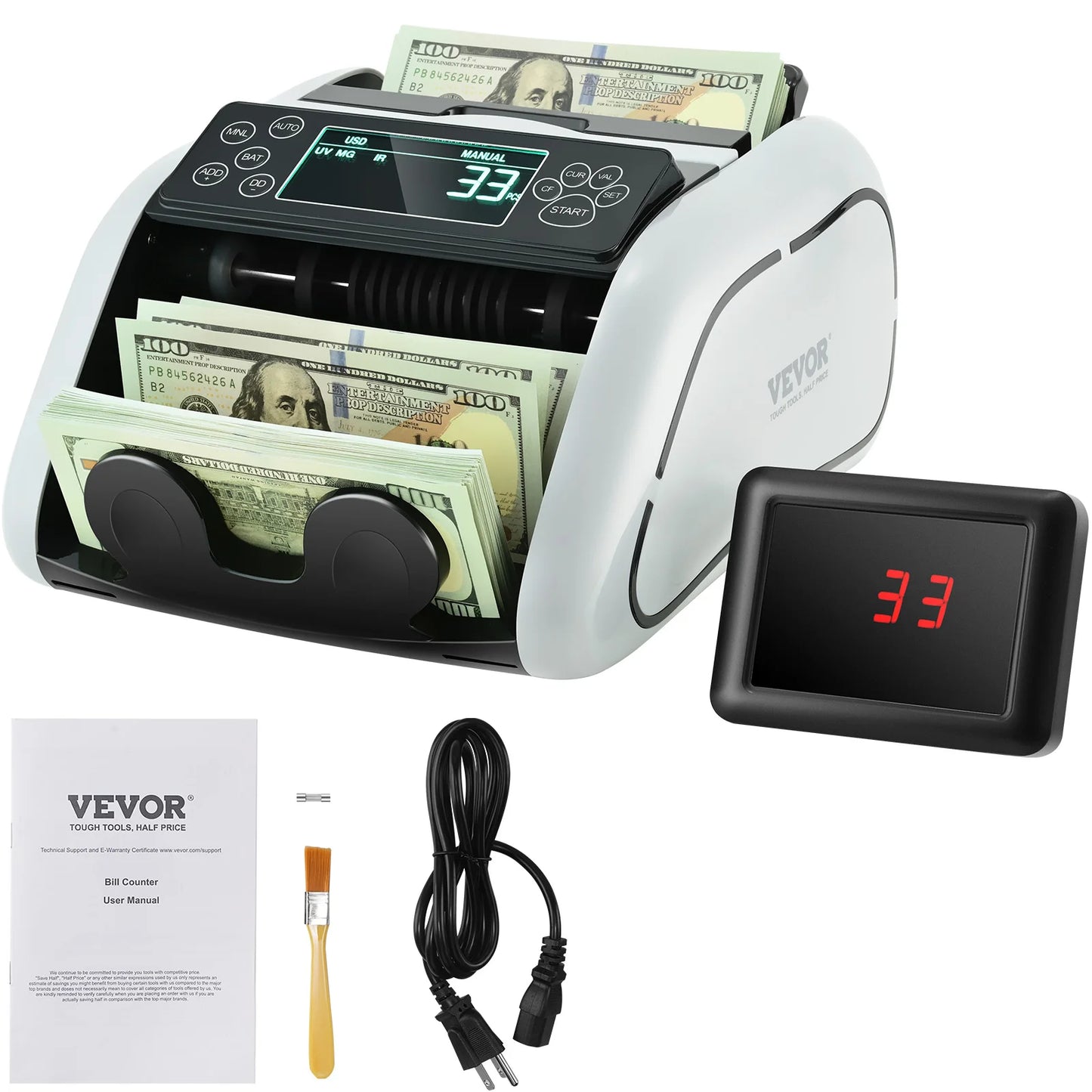 1000 Pcs/Min Money Counter Counterfeit Bill Detector by UV/MG/IR/DD Function