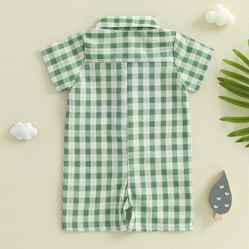 1Pc Plaid jumpsuit 3-18M