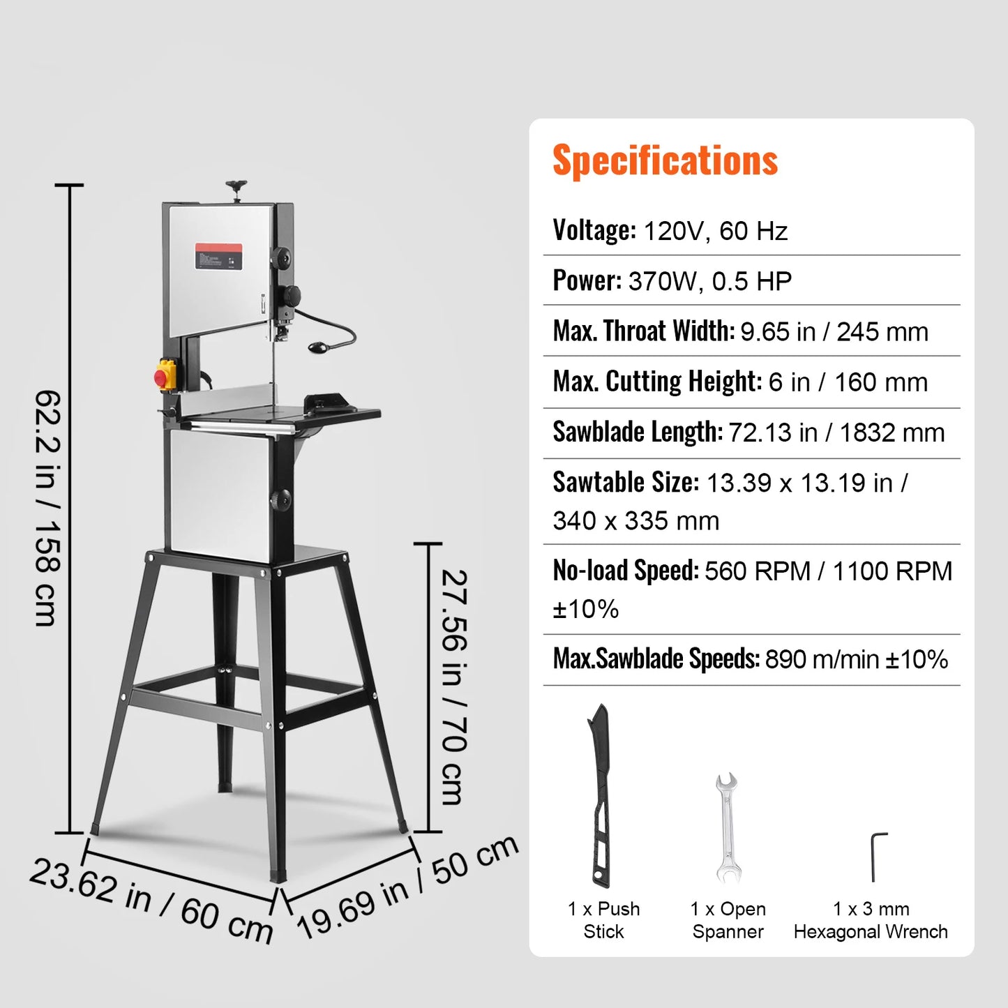 10/14Inch Band Saw 2-Speed Continuously Viable Benchtop Bandsaw