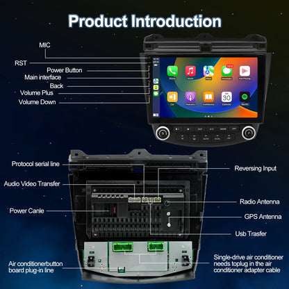 10.1in Wireless Car Carplay/Reversing Camera For Accord 2003-2007