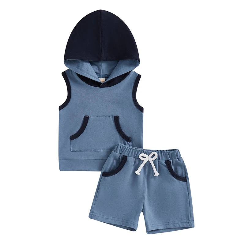 2Pc Sleeveless Hoodie & Shorts Set 6m-3T