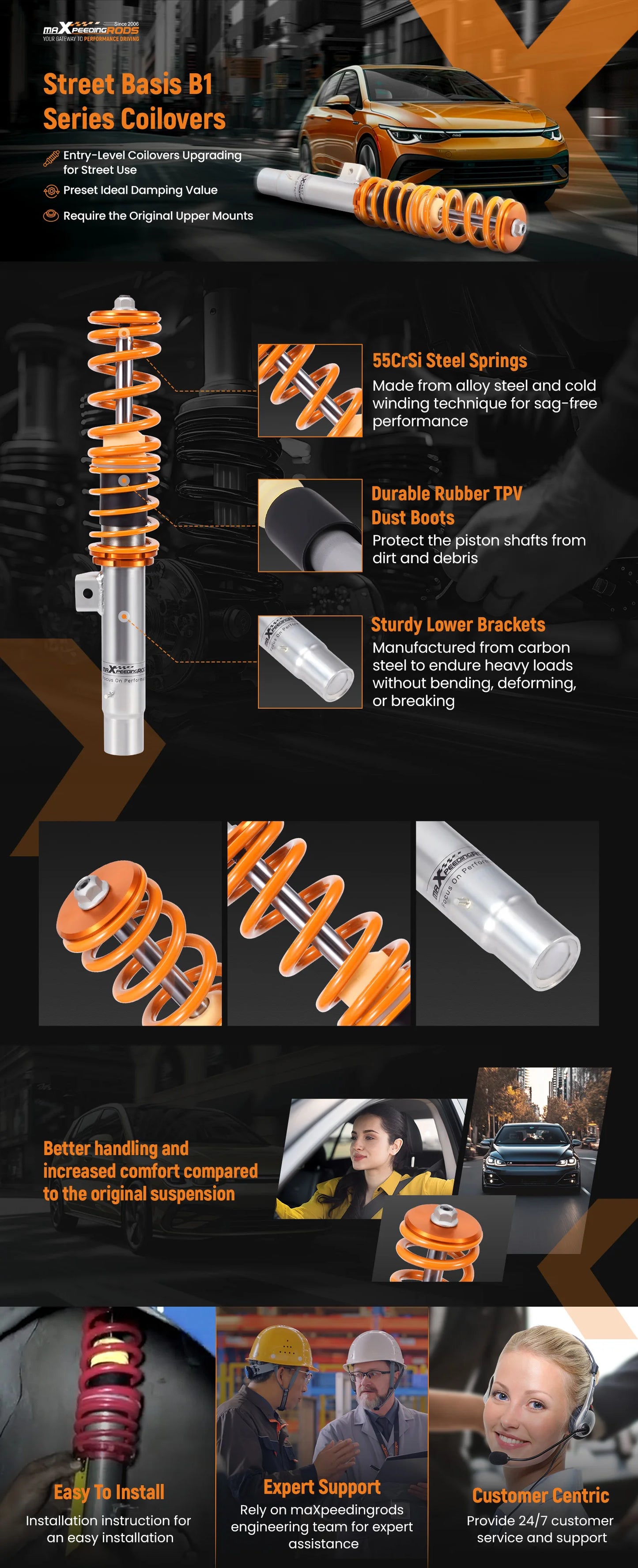 Adjustable Coilovers Suspension Kit For 3 series E46