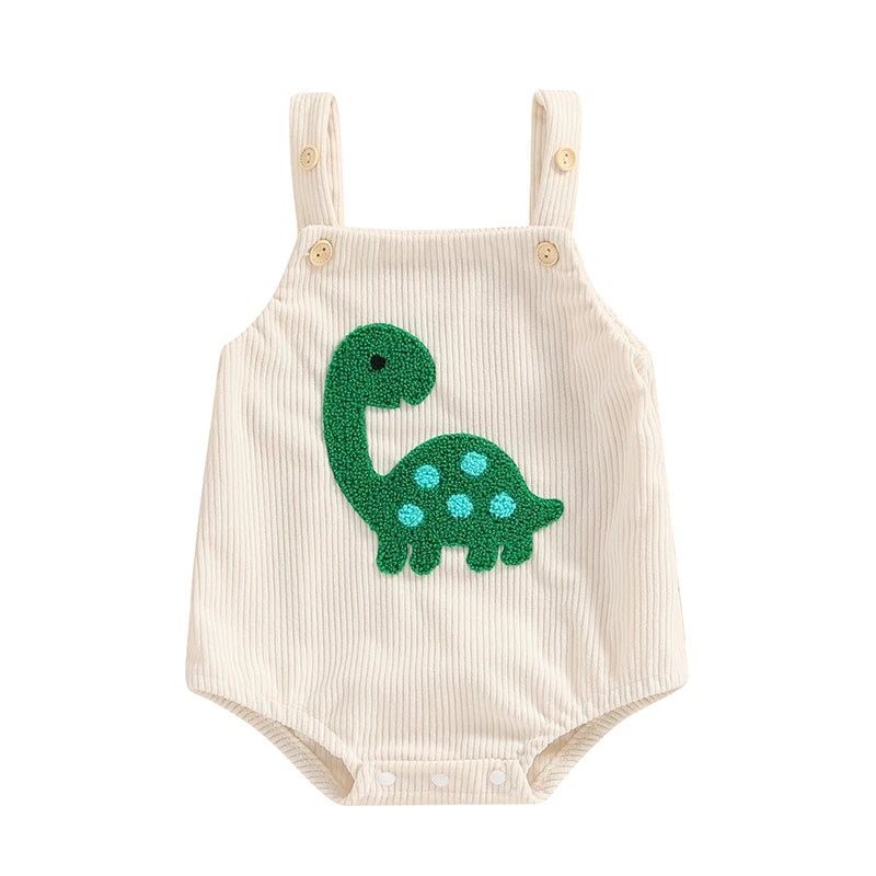 1Pc Dinosaur/Shark Embroidery Onsie Overalls