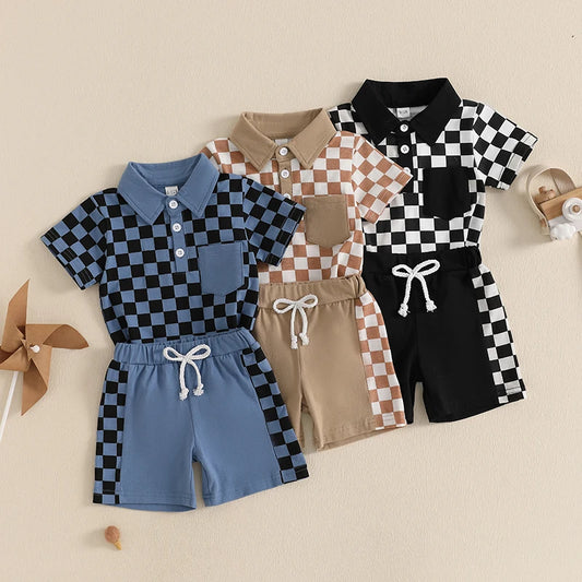 2Pc Checkered Button Up Outfit 12m-4T