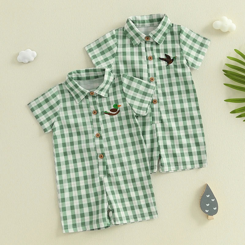1Pc Plaid jumpsuit 3-18M
