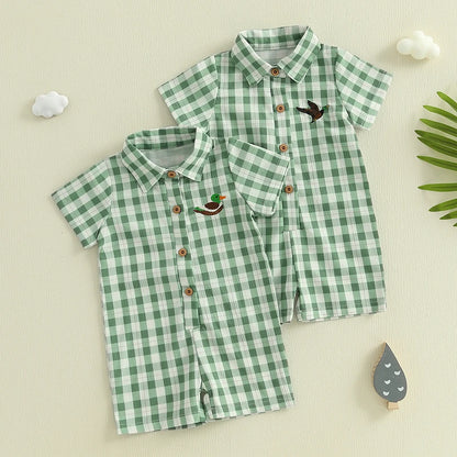 1Pc Plaid jumpsuit 3-18M