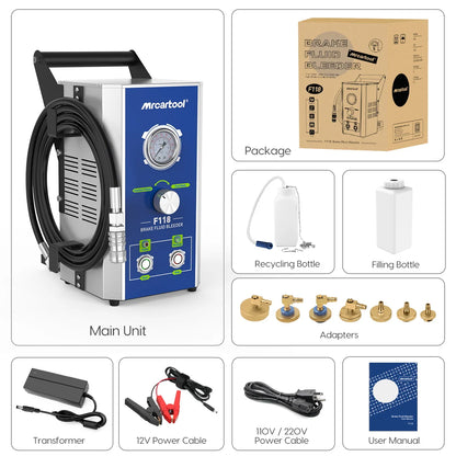 MR CARTOOL F118 Car Brake Oil Filling Changer Extractor DC 12V Dual Pressure Mode Brake Bleeder Fluid Pump Kit Oil Changer Kit