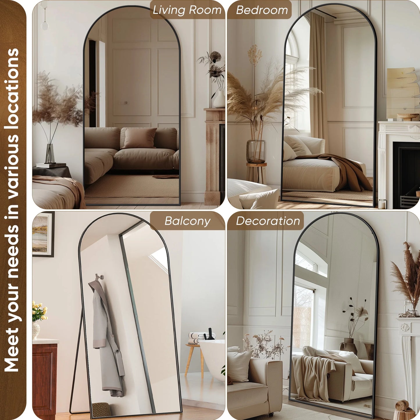 76"x34" Arch Floor Mirror