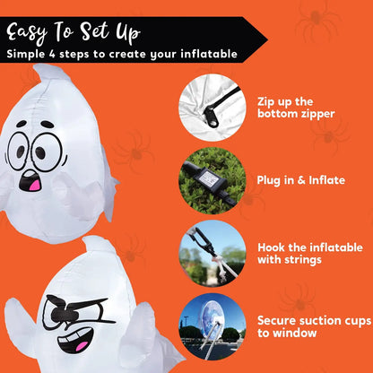 Joyfy 2 Pack Inflatable Window Ghost 2.6 FT