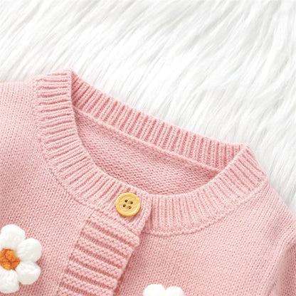 1Pc Long Flower Knitted Onsie 0-18m