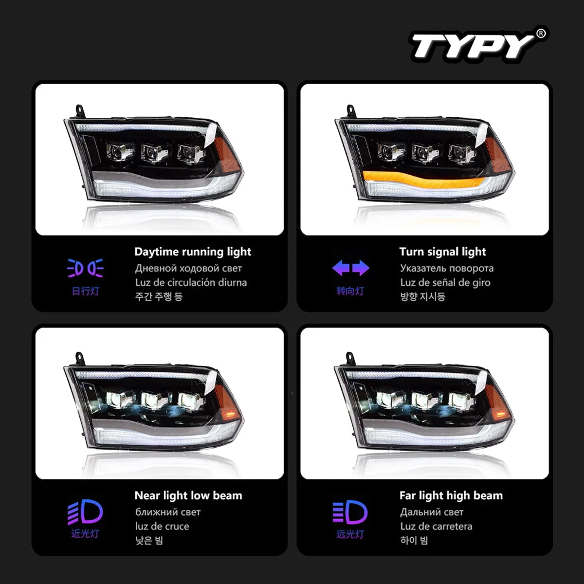 Car Lights For Dodge Ram 1500 Headlight 2009-2019