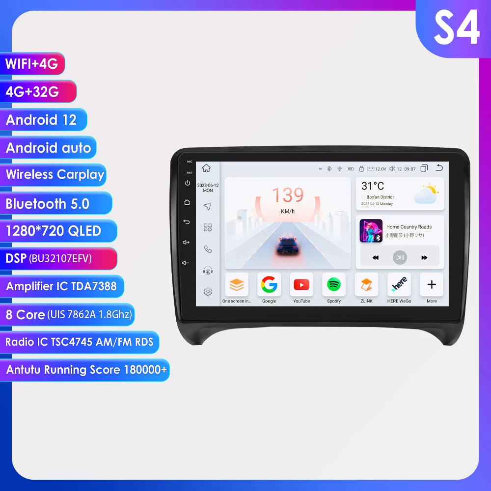 CarPlay Android Auto radio For Audi TT MK2 8J 2006-2014