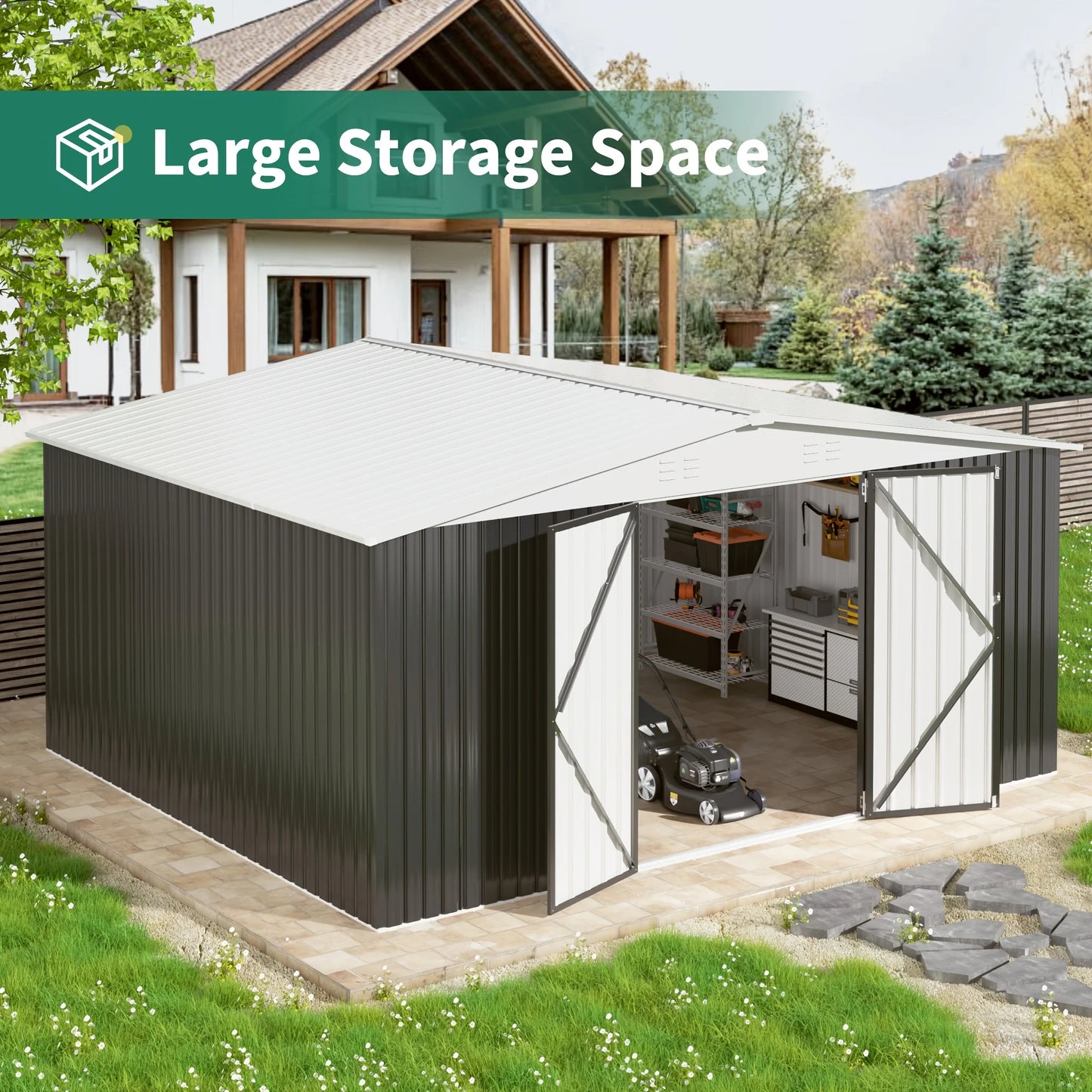 12x14FT Heavy Duty Steel Shed