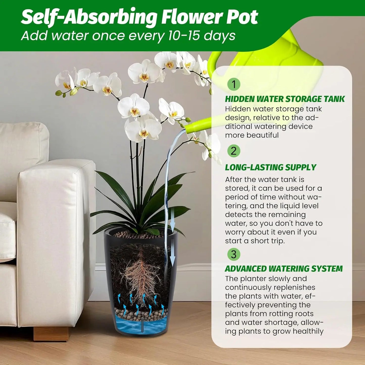 1-Pair Self-Watering Planters