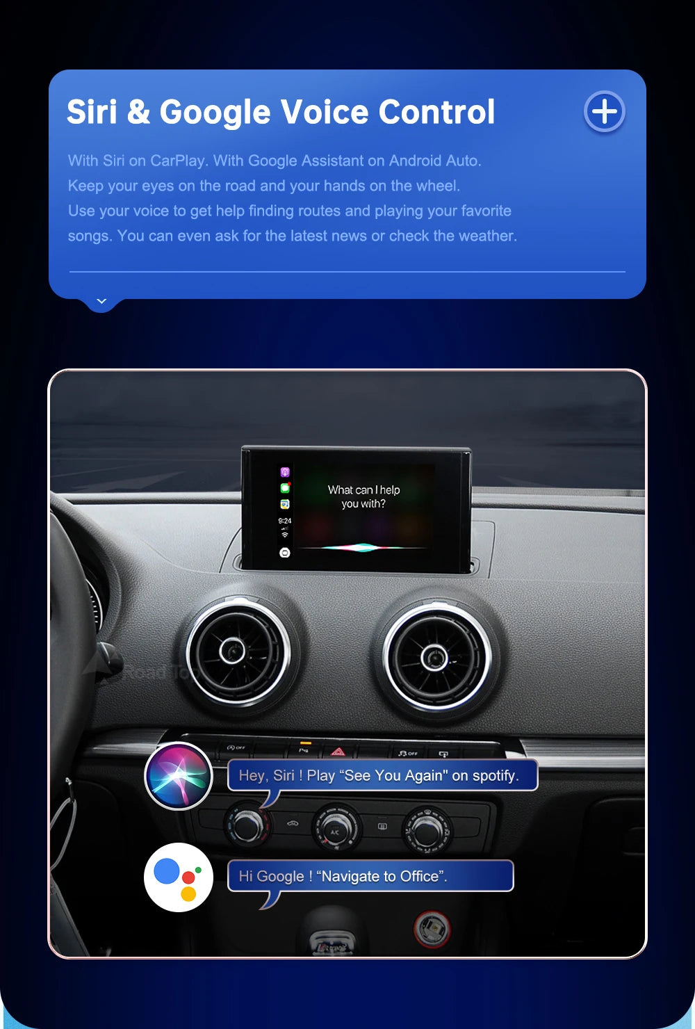 Carplay Wireless Android Auto interface For Audi A3 S3 2013-2018