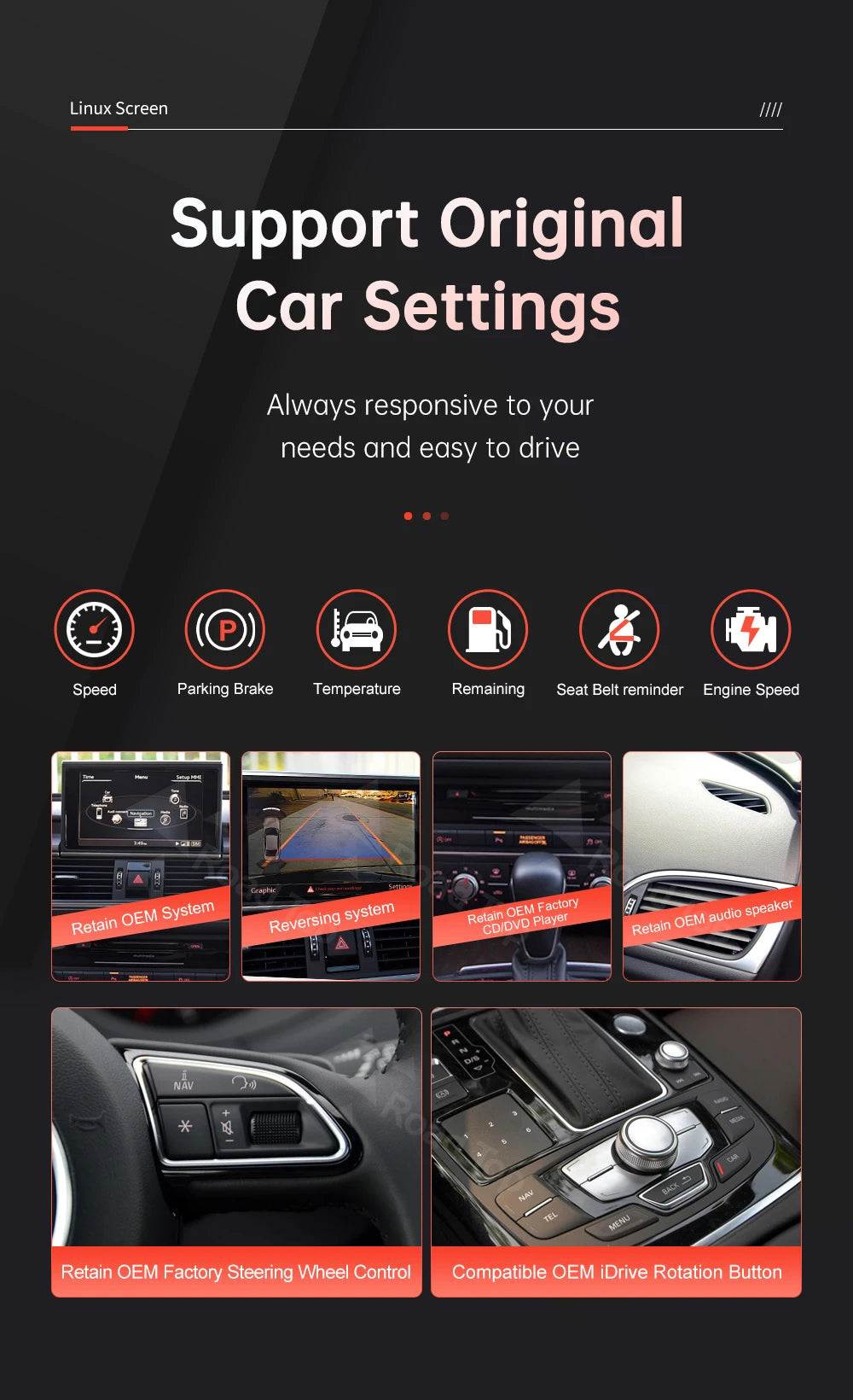 12.3'' Linux Multimedia Display For Audi A6 A7 2011-2018