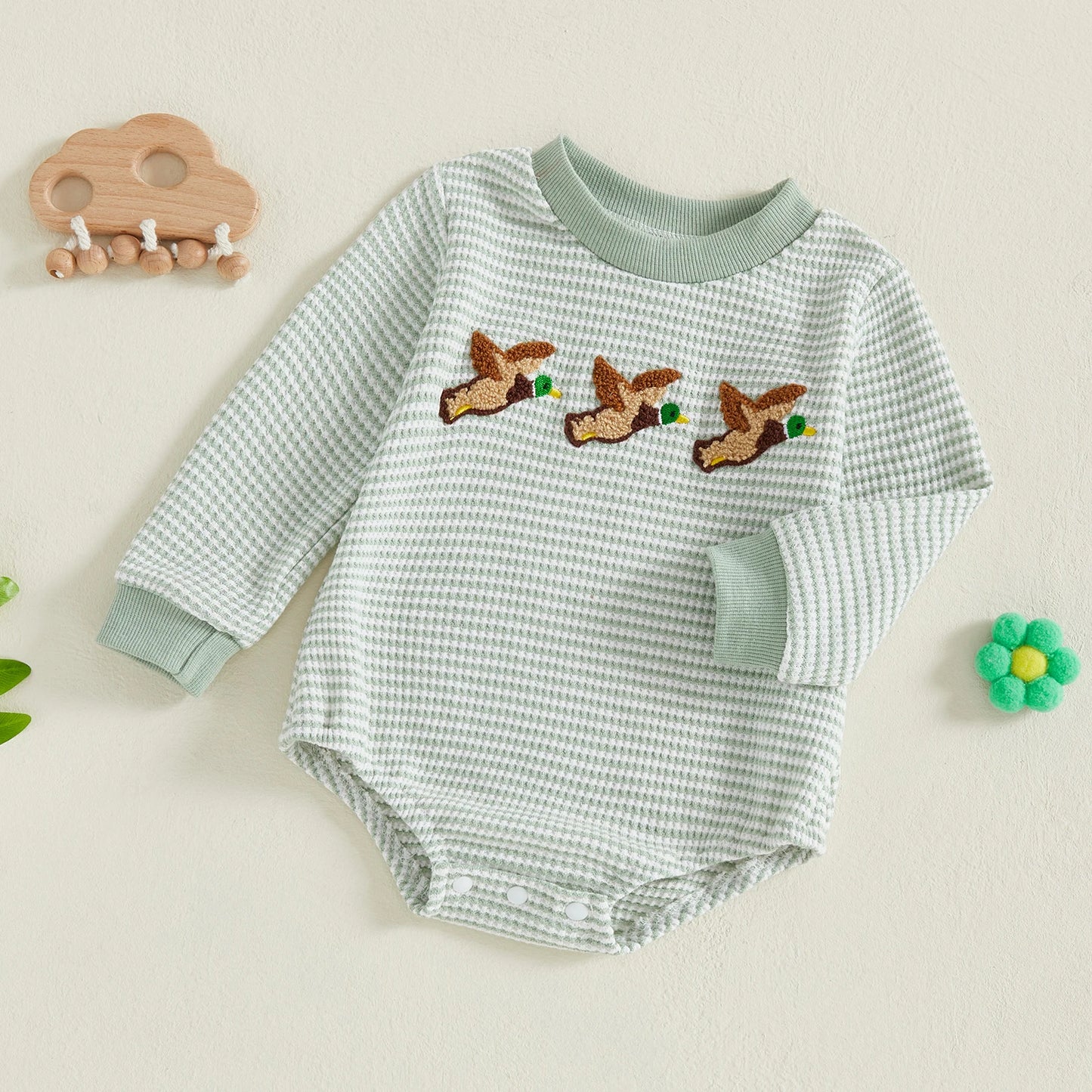 1 Pc Striped Duck Onesie 3-18M