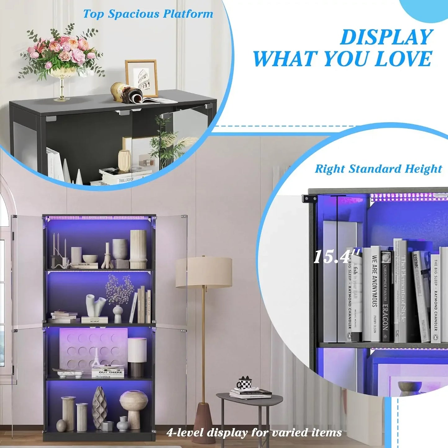 4 Tier 65" Display Cabinet W/ Lights